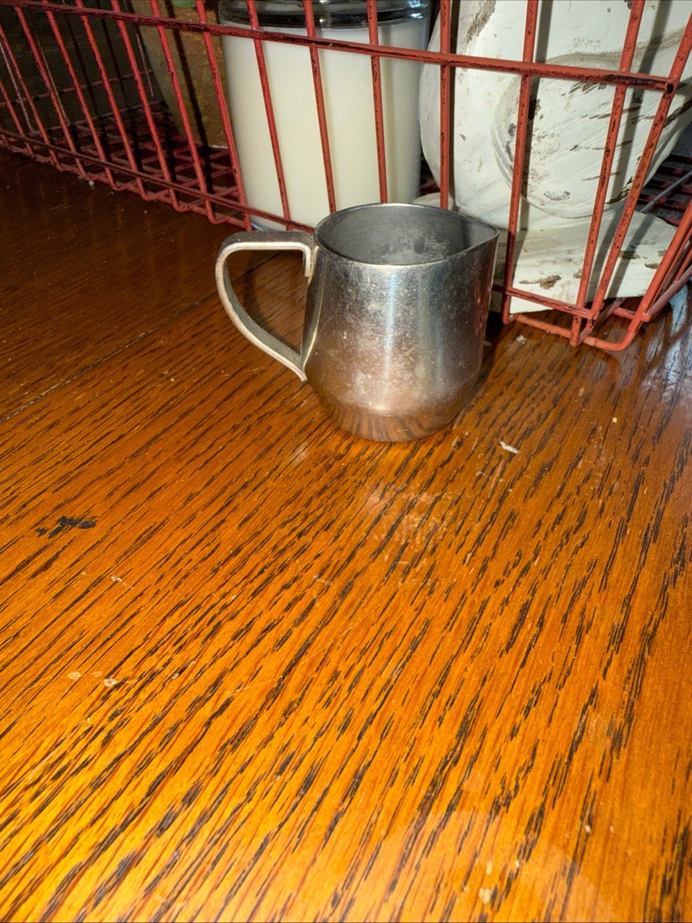Vintage Small Silver Pitcher Creamer - Simple Metallic Finish 0.05